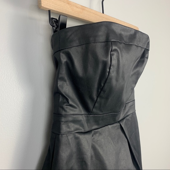 French Connection Strapless Faux Leather Mini Dress Black Size 2 - Picture 5 of 10